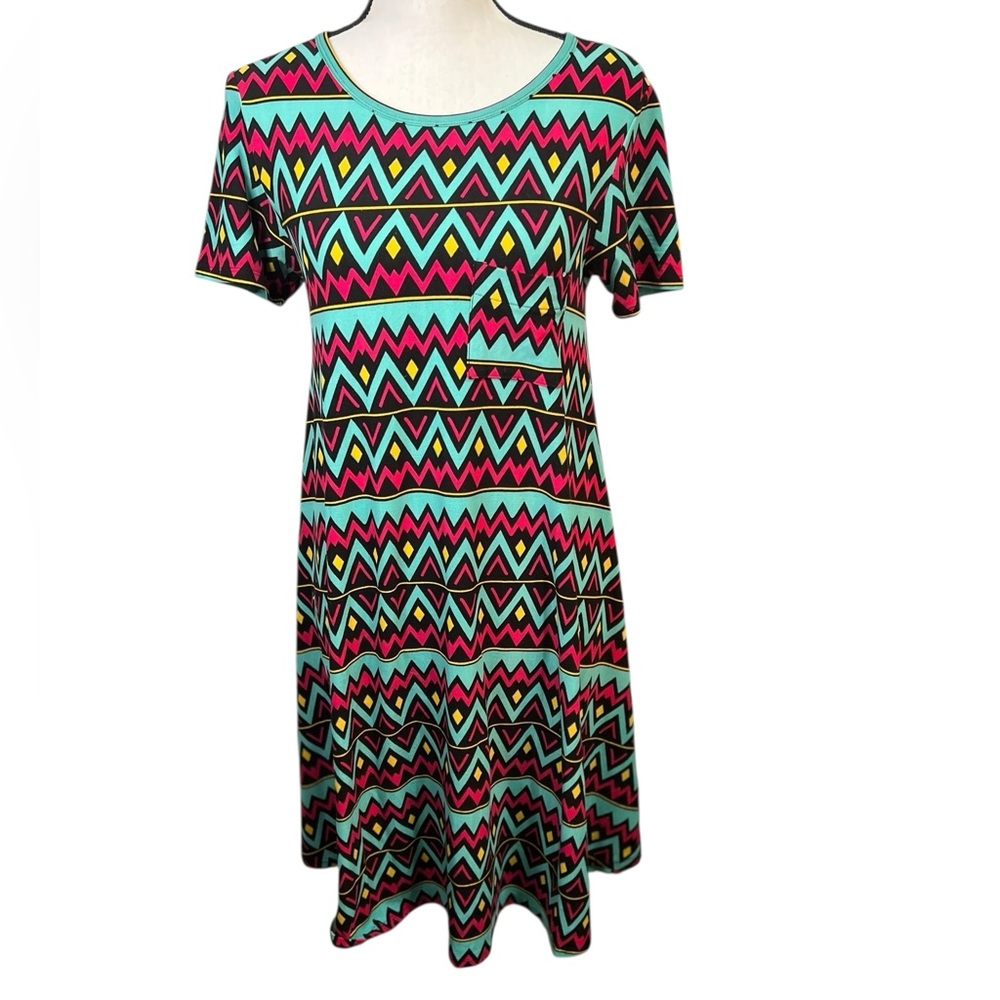 LuLaRoe Blue and Black Casual Midi High-Low Sundress Sz XXS